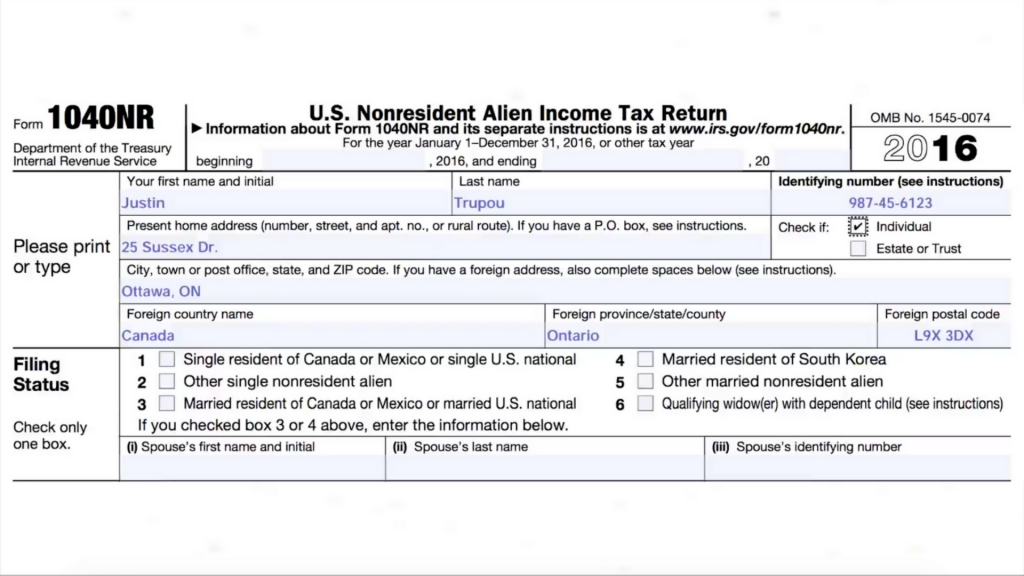 Part 1 - How to Prepare a 1040 NR Return for Rental Properties in the U.S. step 1