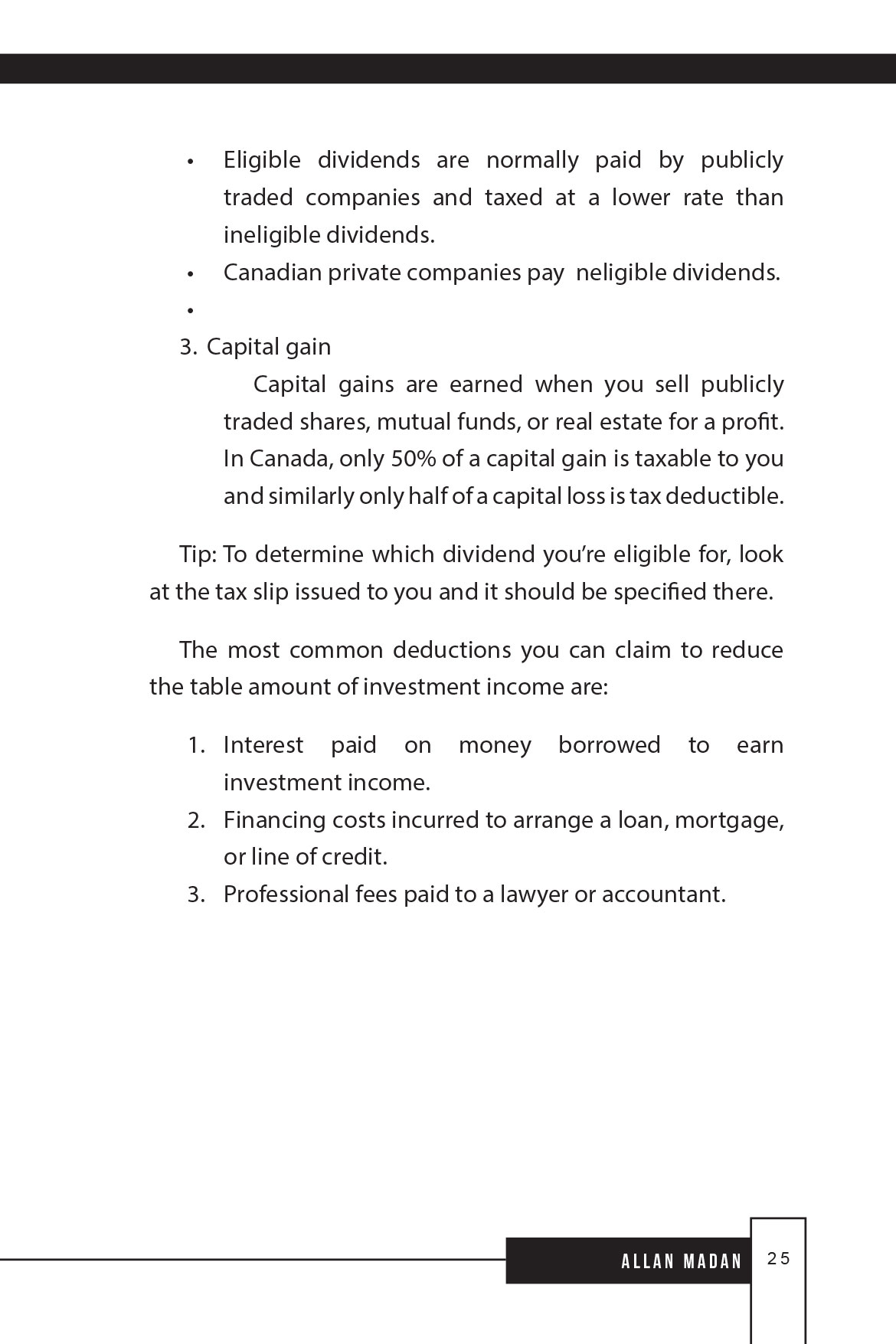 Taxation of investment income, tax tips for Canadians