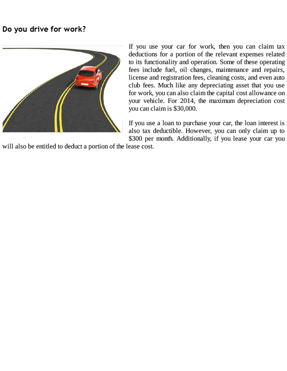 Do you drive for work? Personal tax planning guide for Canadians