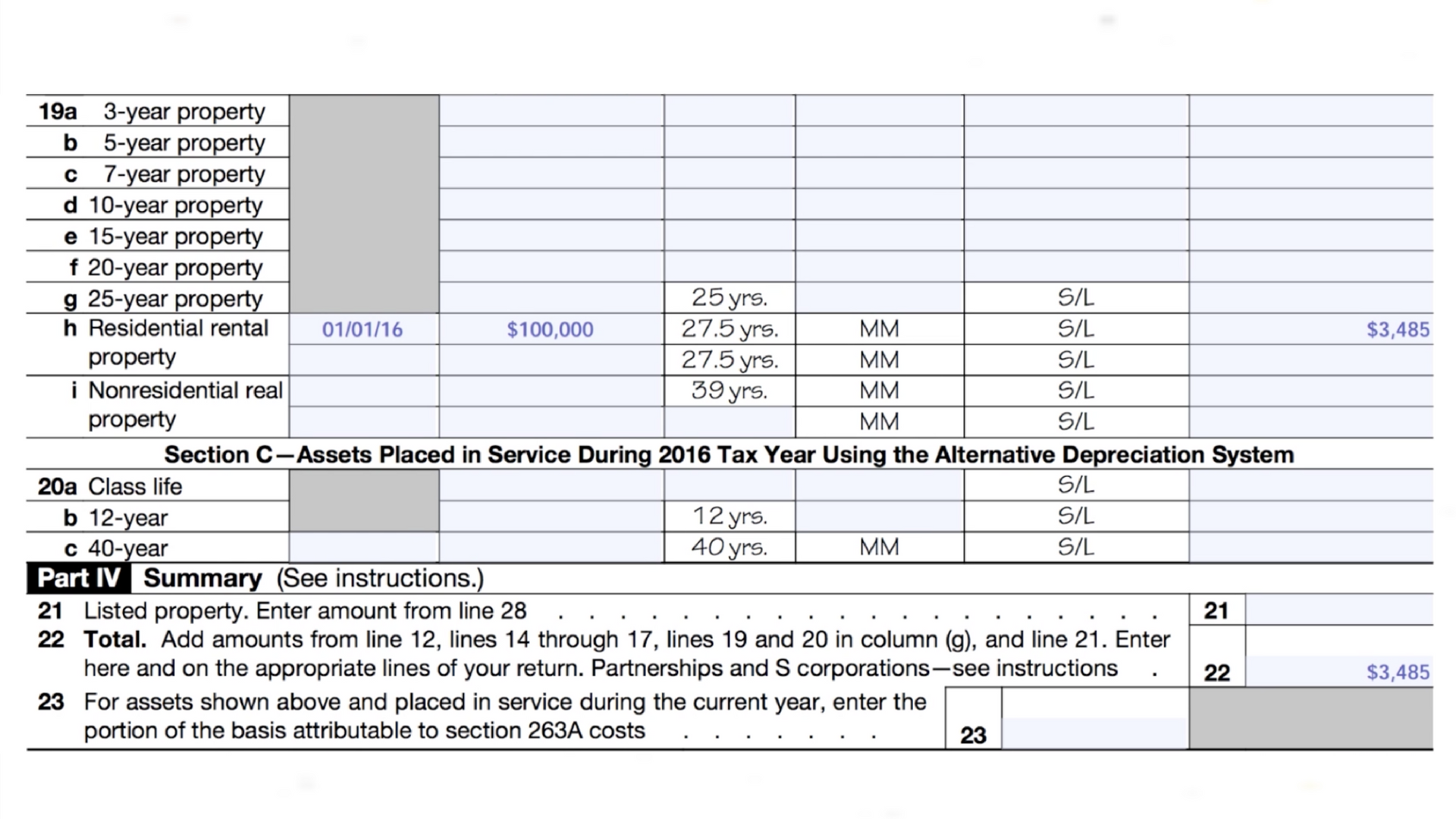 Calculating depreciation
